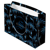 Monogrammed Blue Shimmer Floral Groot Cadeauzakje (Achterkant Gekanteld)