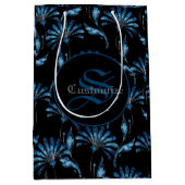 Monogrammed Blue Shimmer Floral Medium Cadeauzakje (Voorkant)