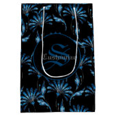 Monogrammed Blue Shimmer Floral Medium Cadeauzakje (Achterkant)