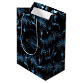 Monogrammed Blue Shimmer Floral Medium Cadeauzakje (Achterkant Gekanteld)