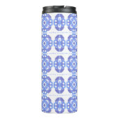 Monogrammed Blue Square Pattern Thermal Tumbler Thermosbeker (Achterkant)