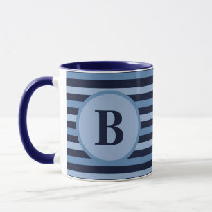 Monogrammed Blue Stripes in Navy and Light Hues Mok