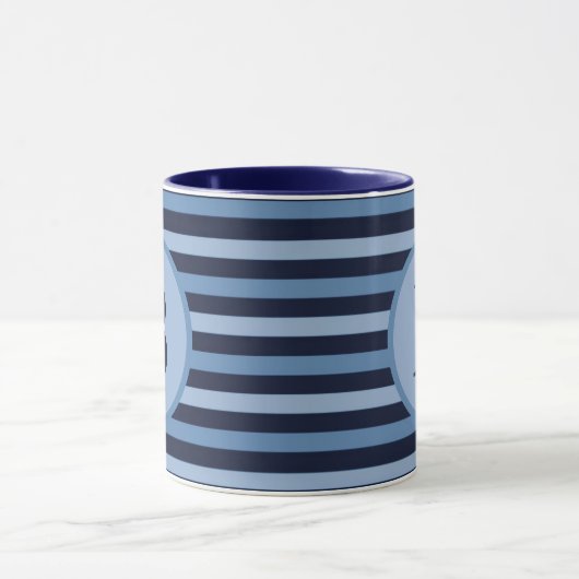 Monogrammed Blue Stripes in Navy and Light Hues Mok (Midden)