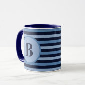 Monogrammed Blue Stripes in Navy and Light Hues Mok (Voorkant links)