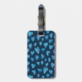 Monogrammed Blue Waterverf Love Heart Pattern Bagagelabel (Achterkant verticaal)