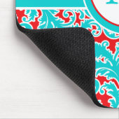 Monogrammed Blue White Damask Mousepad Muismat (Hoek)