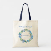 Monogrammed Blue Yellow Floral Wedding Party Gift Tote Bag (Achterkant)