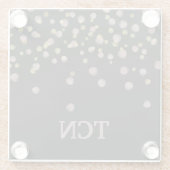 Monogrammed Blush and Gold Overlay op Black Glazen Onderzetter (Achterkant)