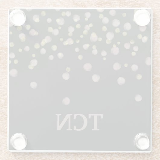 Monogrammed Blush and Gold Overlay op Black Glazen Onderzetter (Achterkant)