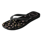 Monogrammed Blush and Gold Overlay op Black Teenslippers (Schuin)