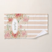 Monogrammed Blush Floral Victoriaans Waterverf Bad Handdoek (Handdoek)