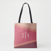Monogrammed Blush Geometrisch Abstract Tote Bag (Voorkant)