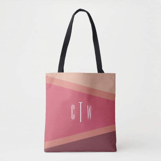 Monogrammed Blush Geometrisch Abstract Tote Bag (Voorkant)