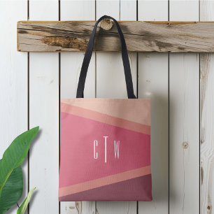 Monogrammed Blush Geometrisch Abstract Tote Bag