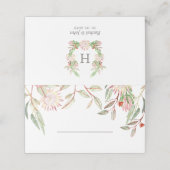 Monogrammed Blush Pink Australian Flowers Wedding Plaatskaartje (Buitenkant ongevouwen)