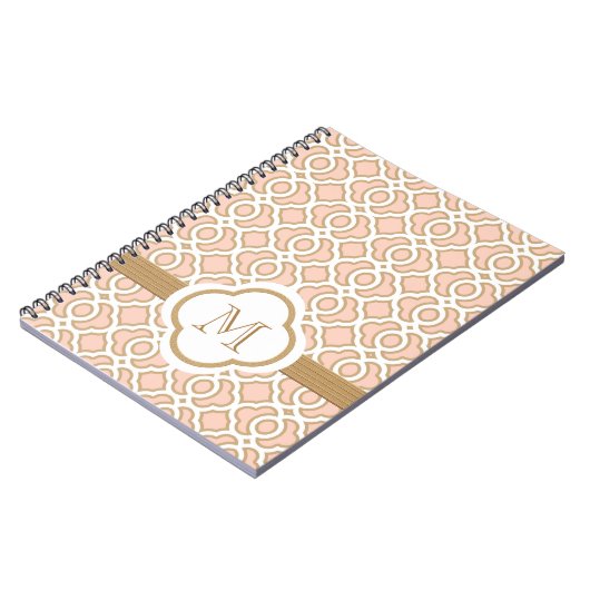 Monogrammed Blush Pink en Gold Moroccan Notitieboek (Linkerzijde)