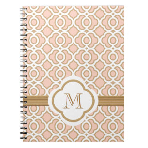 Monogrammed Blush Pink en Gold Moroccan Notitieboek