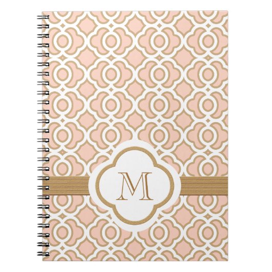 Monogrammed Blush Pink en Gold Moroccan Notitieboek (Voorkant)