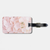 Monogrammed Blush Pink Flower Blossom Petals Bagagelabel (Achterkant horizontaal)