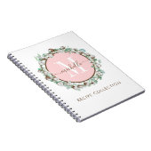 Monogrammed Blush Pink Green Floral Recipe Notitieboek (Rechterzijde)