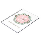 Monogrammed Blush Pink Green Floral Recipe Notitieboek (Linkerzijde)