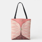 Monogrammed Blush Pink Jewel Textile Illusion Tote Bag (Achterkant)