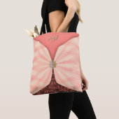 Monogrammed Blush Pink Jewel Textile Illusion Tote Bag (Dichtbij)