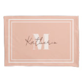 Monogrammed Blush Pink Kussensloop (Voorkant-Links)