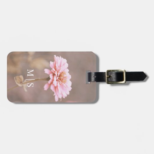 Monogrammed Blush Pink Montana Wildflower Bagagelabel (Voorkant horizontaal)