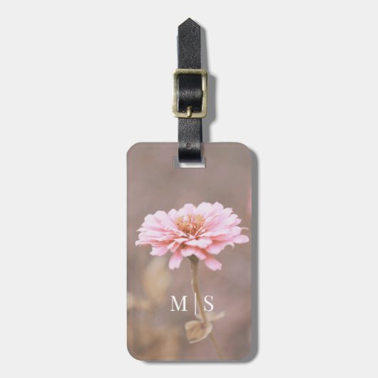 Monogrammed Blush Pink Montana Wildflower Bagagelabel (Voorkant verticaal)