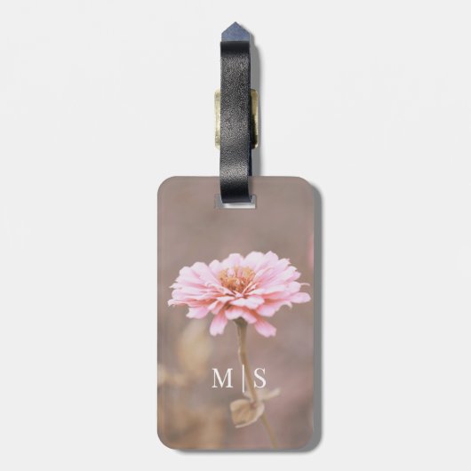 Monogrammed Blush Pink Montana Wildflower Bagagelabel (Achterkant verticaal)