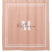 Monogrammed Blush Pink Shower Curtain Douchegordijn (Voorkant)
