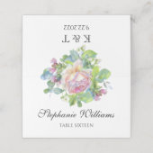Monogrammed Blush Roos Place Card Plaatskaartje (Buitenkant ongevouwen)