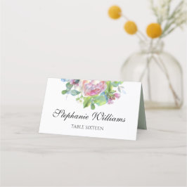 Monogrammed Blush Roos Place Card Plaatskaartje
