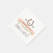 Monogrammed Blush Roze Hoefijzer Hart Wedding Servet (Hoek)