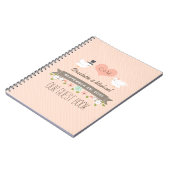 Monogrammed Blush Tortelduifjes Weddenschap Notitieboek (Linkerzijde)