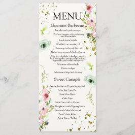 Monogrammed Blush & White roses & gouden spetters Menu