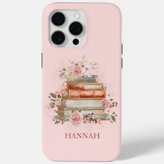 Monogrammed Boeken en  Roze Rozen Bookplate Case-Mate iPhone Case (Achterkant)