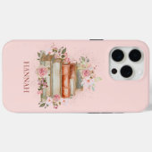 Monogrammed Boeken en  Roze Rozen Bookplate Case-Mate iPhone Case (Achterkant (horizontaal))