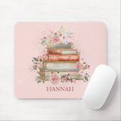 Monogrammed Boeken en Roze Rozen Bookplate Muismat (Met muis)