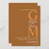 Monogrammed Bohemian Terracotta Brown Wedding Kaart (Voorkant / Achterkant)