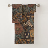 Monogrammed Boho bloemen Bladeren Oerwoud Bad Handdoek (Insitu)