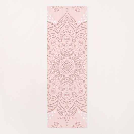 Monogrammed Boho Blush Pink Mandala Elegant Yogamat (Voorkant)