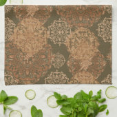 Monogrammed Boho Dark Rust Mandalas Kitchen Towel Theedoek (Gevouwen)