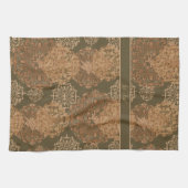 Monogrammed Boho Dark Rust Mandalas Kitchen Towel Theedoek (Horizontaal)