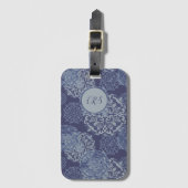 Monogrammed Boho Denim Moody Blues Mandalas Passpo Bagagelabel (Voorkant (verticaal))