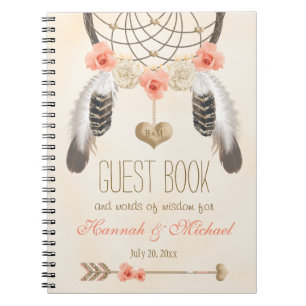 Monogrammed Boho Drocatcher Wedding Guest Book Notitieboek
