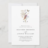 Monogrammed Boho Floral repetitie diner Kaart (Voorkant)