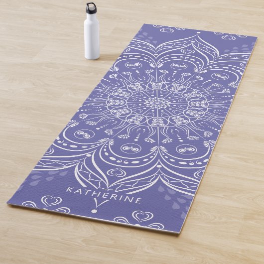 Monogrammed Boho Mandala Paarse Elegant Yogamat (In situ)