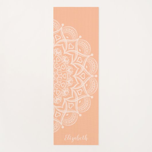 Monogrammed Boho Mandala Perzik Sinaasappel Yogamat (Voorkant)
